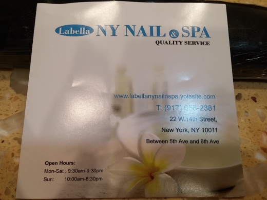 Photo by <br />
<b>Notice</b>:  Undefined index: user in <b>/home/www/activeuser/data/www/vaplace.com/core/views/default/photos.php</b> on line <b>128</b><br />
. Picture for Labella NY Nail & Spa in New York City, New York, United States - Point of interest, Establishment, Beauty salon, Hair care