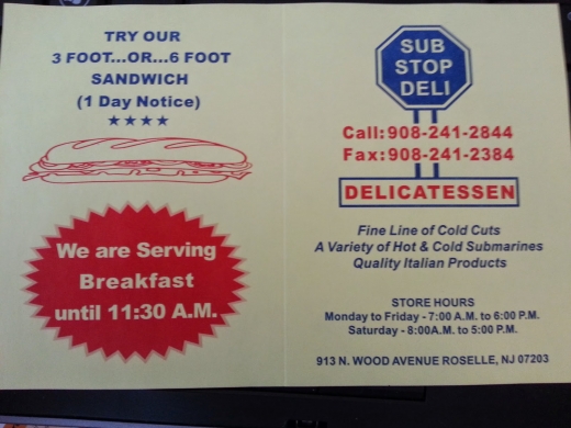 Sub Stop Delicatessen in Roselle City, New Jersey, United States - #2 Photo of Restaurant, Food, Point of interest, Establishment, Meal takeaway