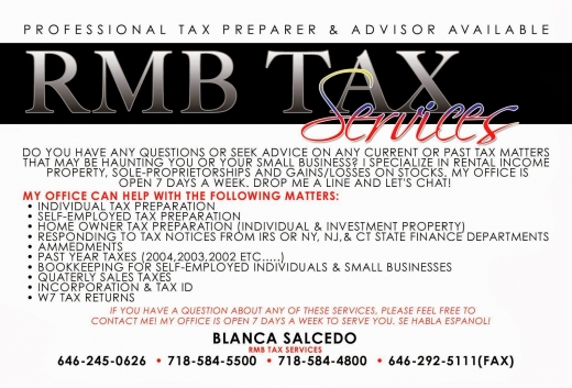 RMB Tax Services in Bronx City, New York, United States - #1 Photo of Point of interest, Establishment, Finance, Accounting