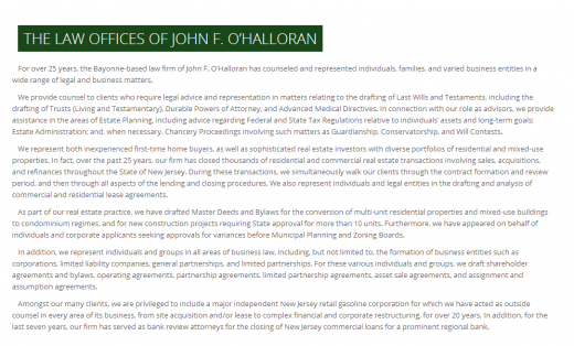 The Law Offices of John F. O'Halloran, Attorney at Law in Bayonne City, New Jersey, United States - #2 Photo of Point of interest, Establishment, Lawyer, General contractor, Real estate agency