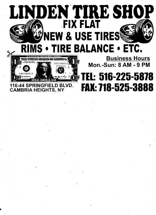 Photo by <br />
<b>Notice</b>:  Undefined index: user in <b>/home/www/activeuser/data/www/vaplace.com/core/views/default/photos.php</b> on line <b>128</b><br />
. Picture for Linden Tire Shop in Cambria Heights City, New York, United States - Point of interest, Establishment, Store, Car repair